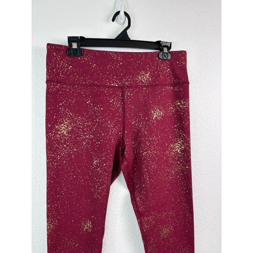 Zyia Active women's 16-18 red gold metallic splatter cropped athletic leggings - Picture 2 of 6
